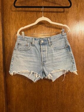 Levi's Light Blue Distressed Denim Cutoff Shorts